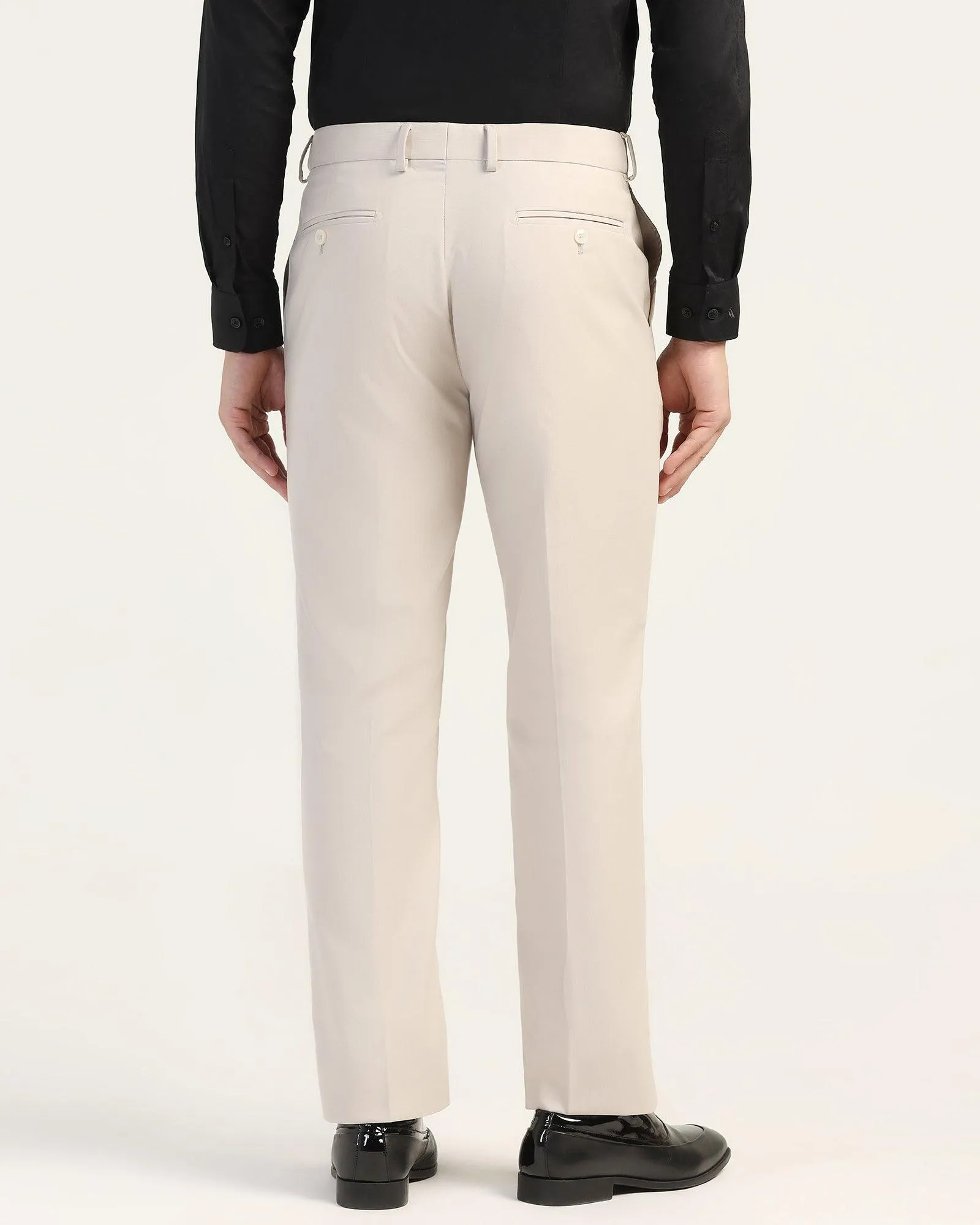 Fashionable Appeal Straight B-90 Formal Beige Textured Trouser - Mazda