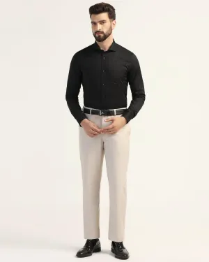 Chilly Weather Wear Perfectly Relaxed Straight B-90 Formal Beige Textured Trouser - Mazda