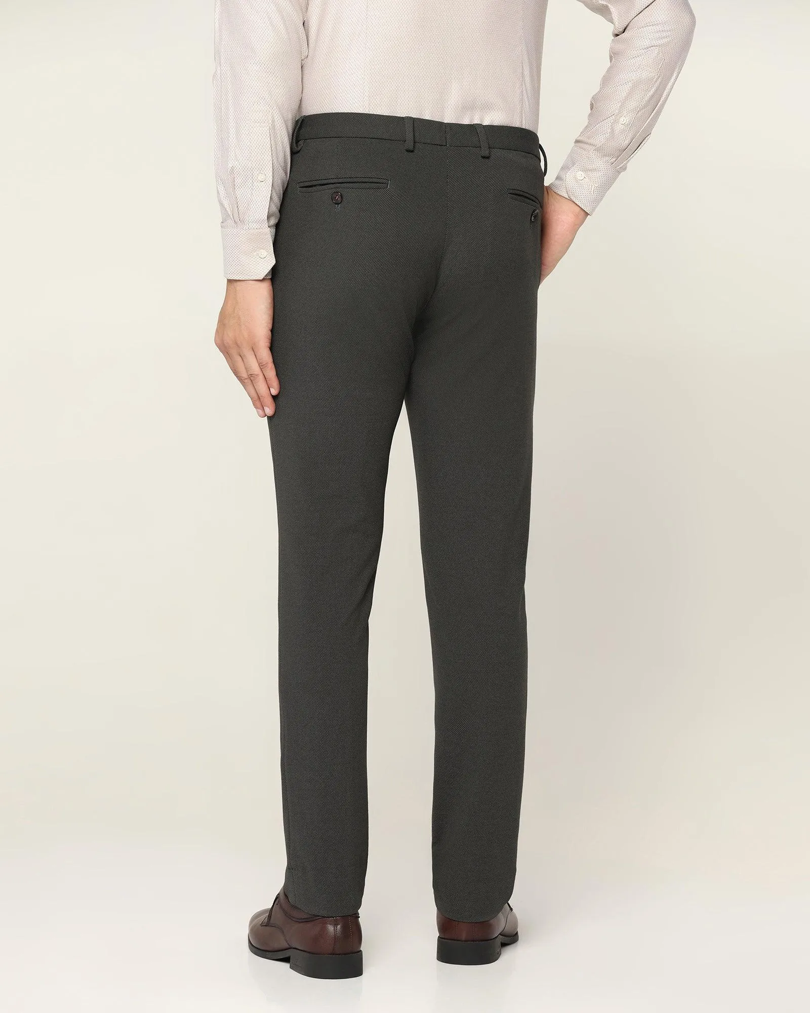 Slim Fit B-91 Formal Olive Textured Trouser - Reader Moisture Wicking Technology
