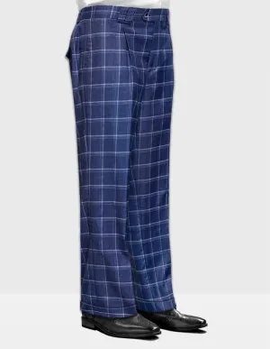 Weekend Comfort Feminine Cut INDIGO PLAID WIDE LEG DRESS PANTS