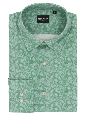 Quick Dry Technology Liberty Casual Green Leaf Print Shirt