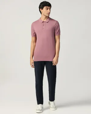 B-98 Casual Navy Textured Khakis - Kang No Fuss Double Layered Hem