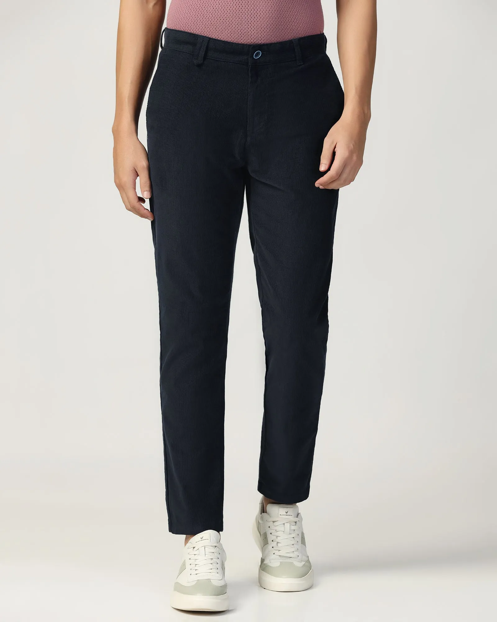 B-98 Casual Navy Textured Khakis - Kang Comfy Style Core Movement