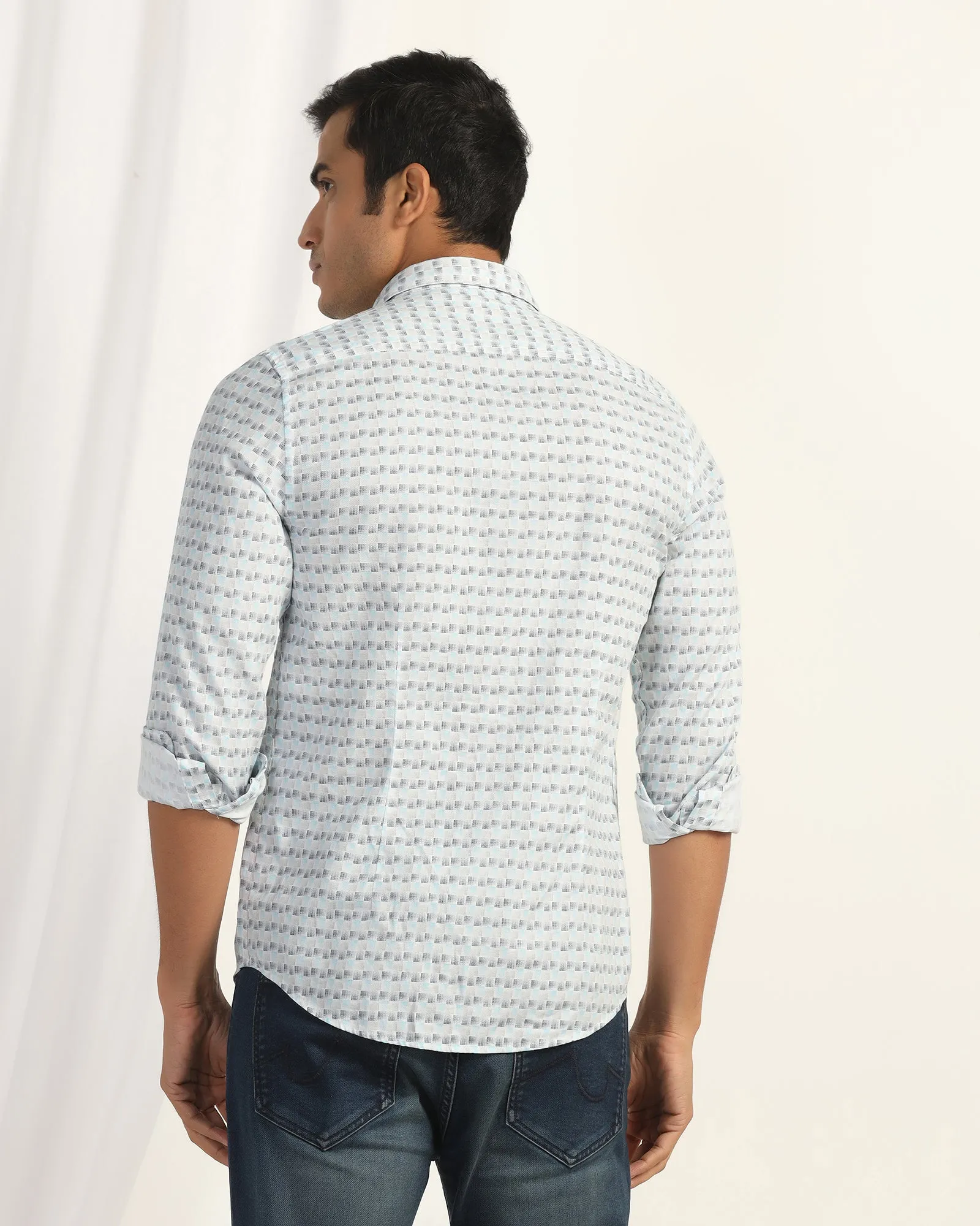 Moisture Wicking Layer Polished Finish Casual White Printed Shirt - Felip