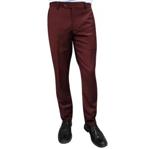Stylara Collection: Burgundy Slim Fit Flat Front Pants Classic Look Wrinkle-Resistant