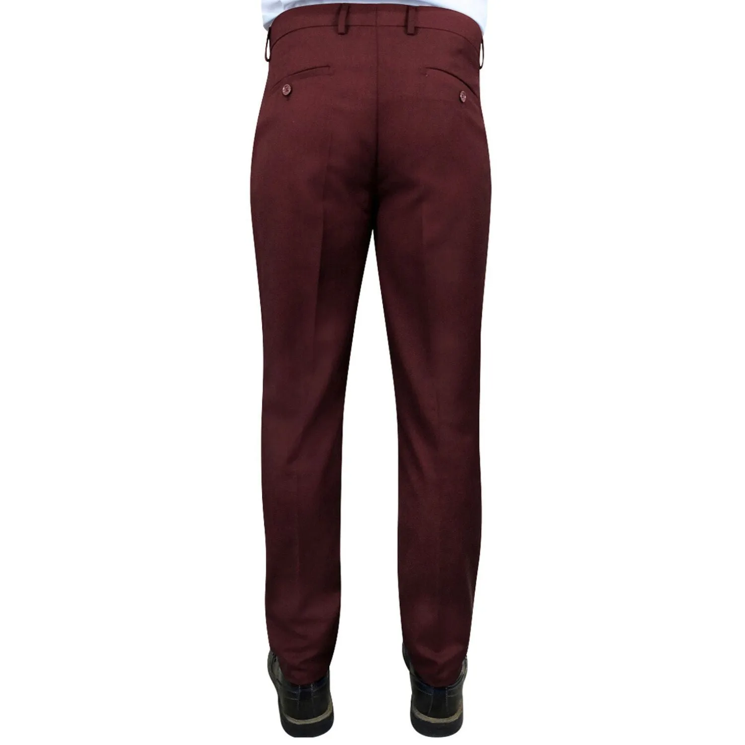 Embroidered Detail simple design Stylara Collection: Burgundy Slim Fit Flat Front Pants