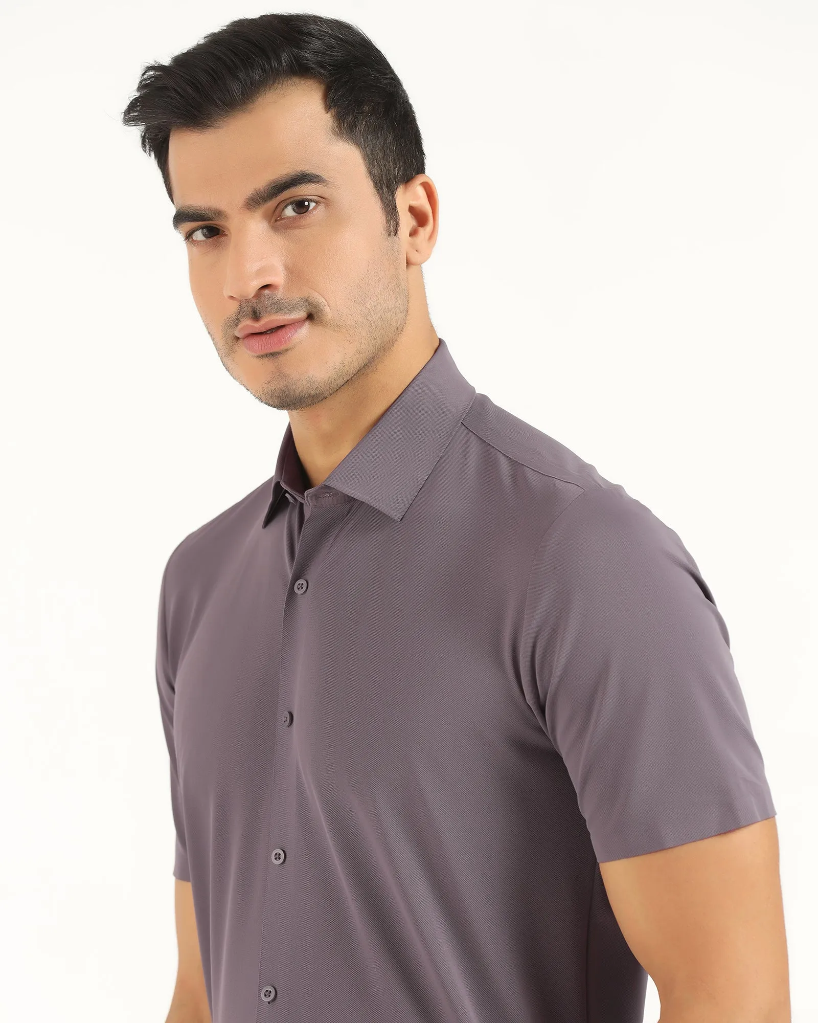 Fashion Forward Polished Placket TechPro Formal Half Sleeve Mouse Textured Shirt - Kanon