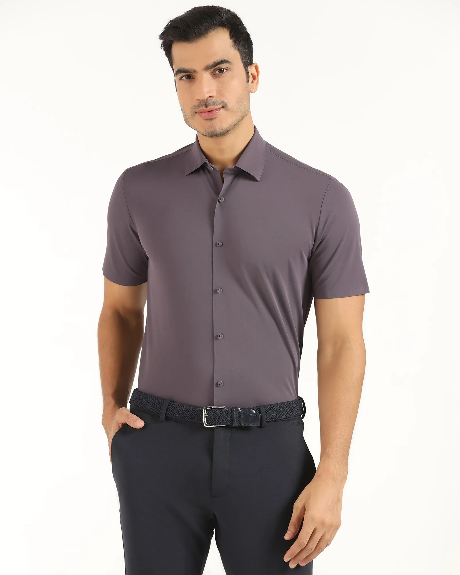 TechPro Formal Half Sleeve Mouse Textured Shirt - Kanon Versatile Look