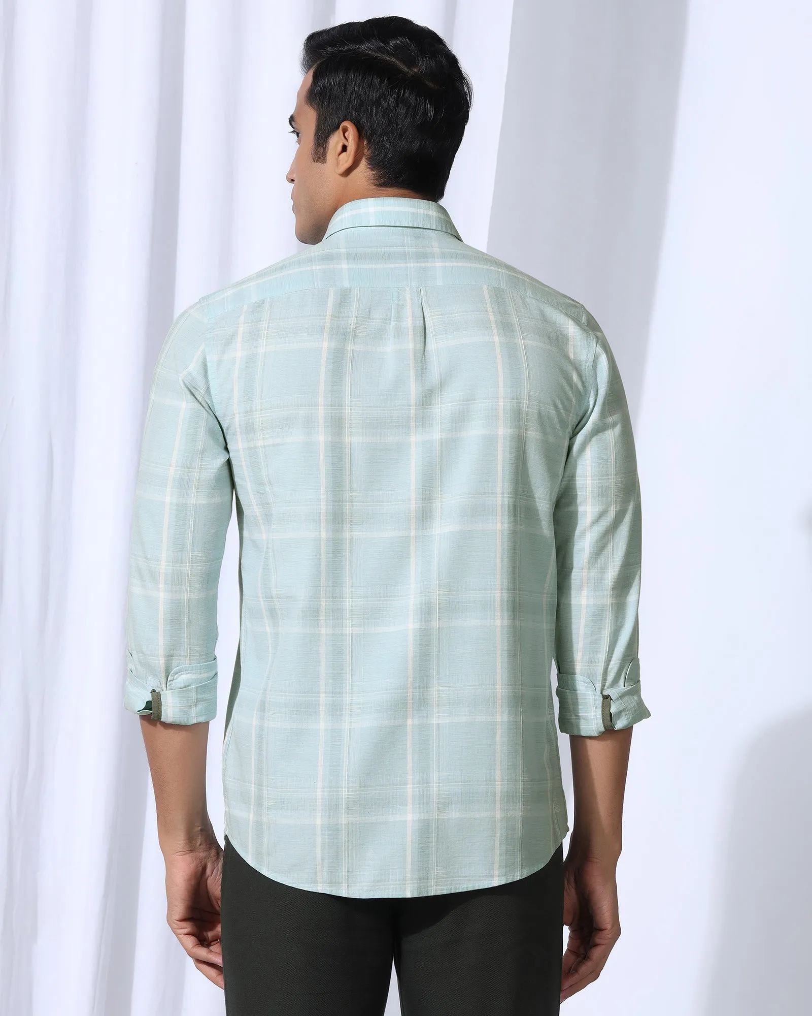 Casual Green Check Shirt - Revon Wrinkle Resistant Fall Foliage