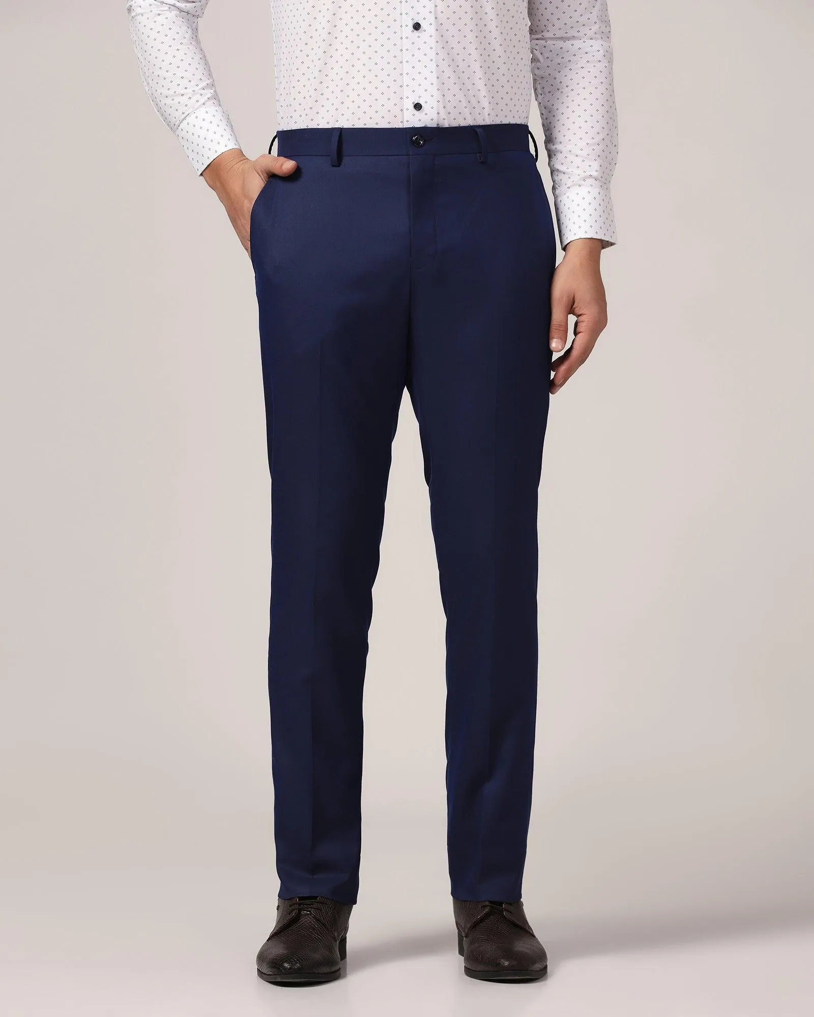 Sporty Layer Cooling Fabric Slim Comfort B-95 Formal Blue Solid Trouser - Kenva