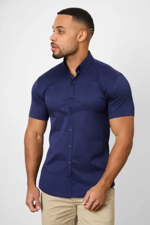 Country Charm Oversized style Athletic Fit Short Sleeve Signature Shirt in French Navy