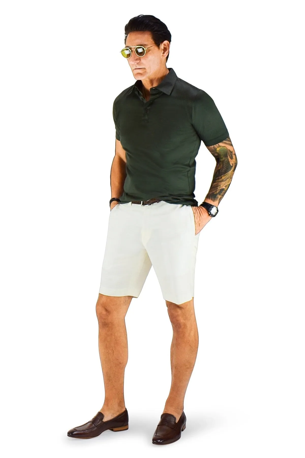Casual Shorts David August Off White Summer Wool Linen Shorts - Cut-to-Order