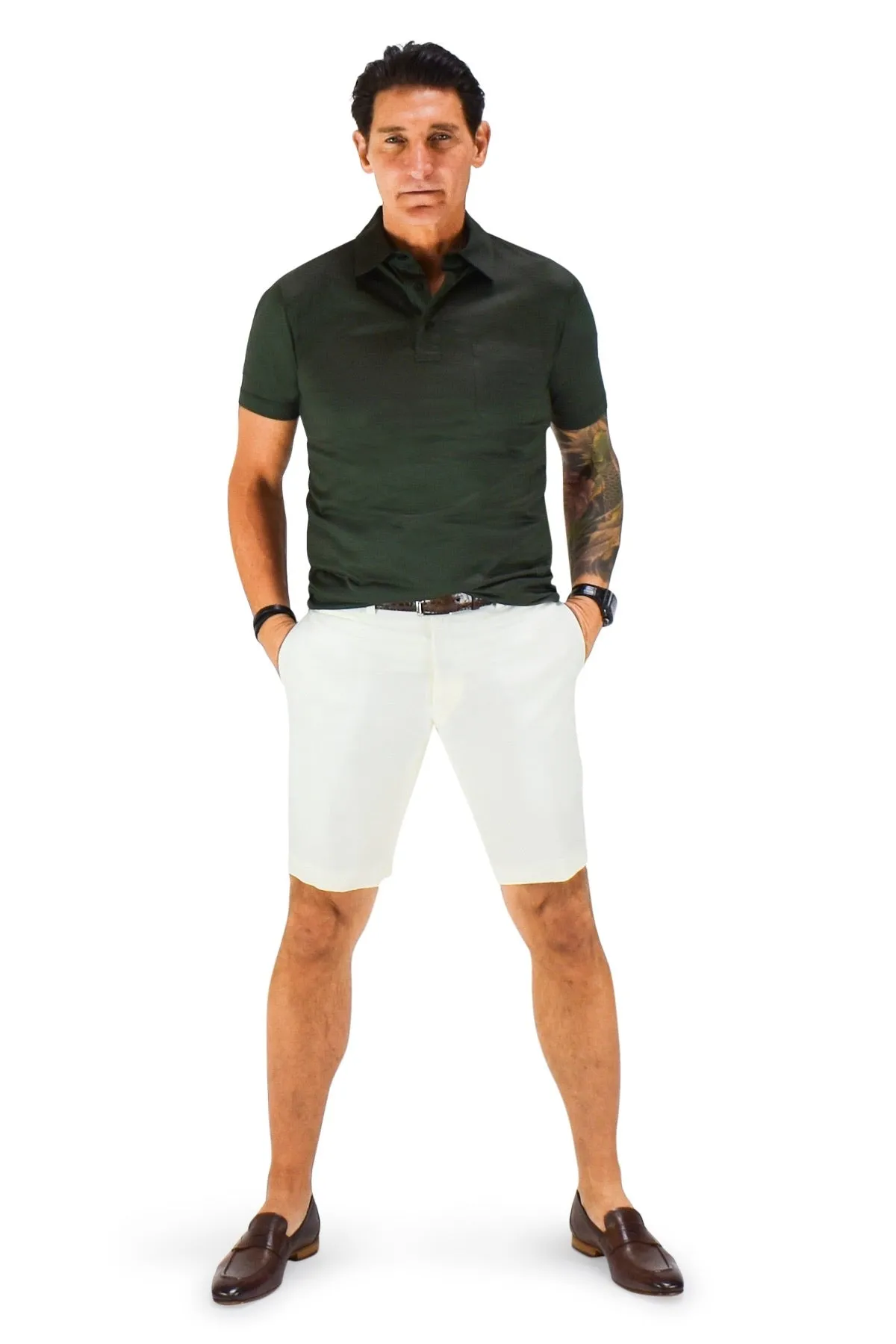 David August Off White Summer Wool Linen Shorts - Cut-to-Order Secure Pocket Zippers Simple Style