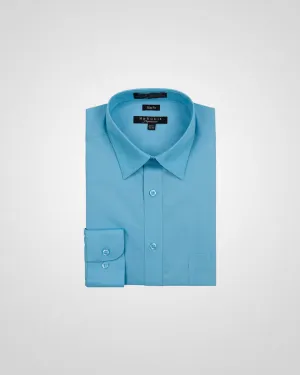 Reinforced Collar MARQUIS MEN'S TURQUOISE SOLID SLIM FIT DRESS SHIRT