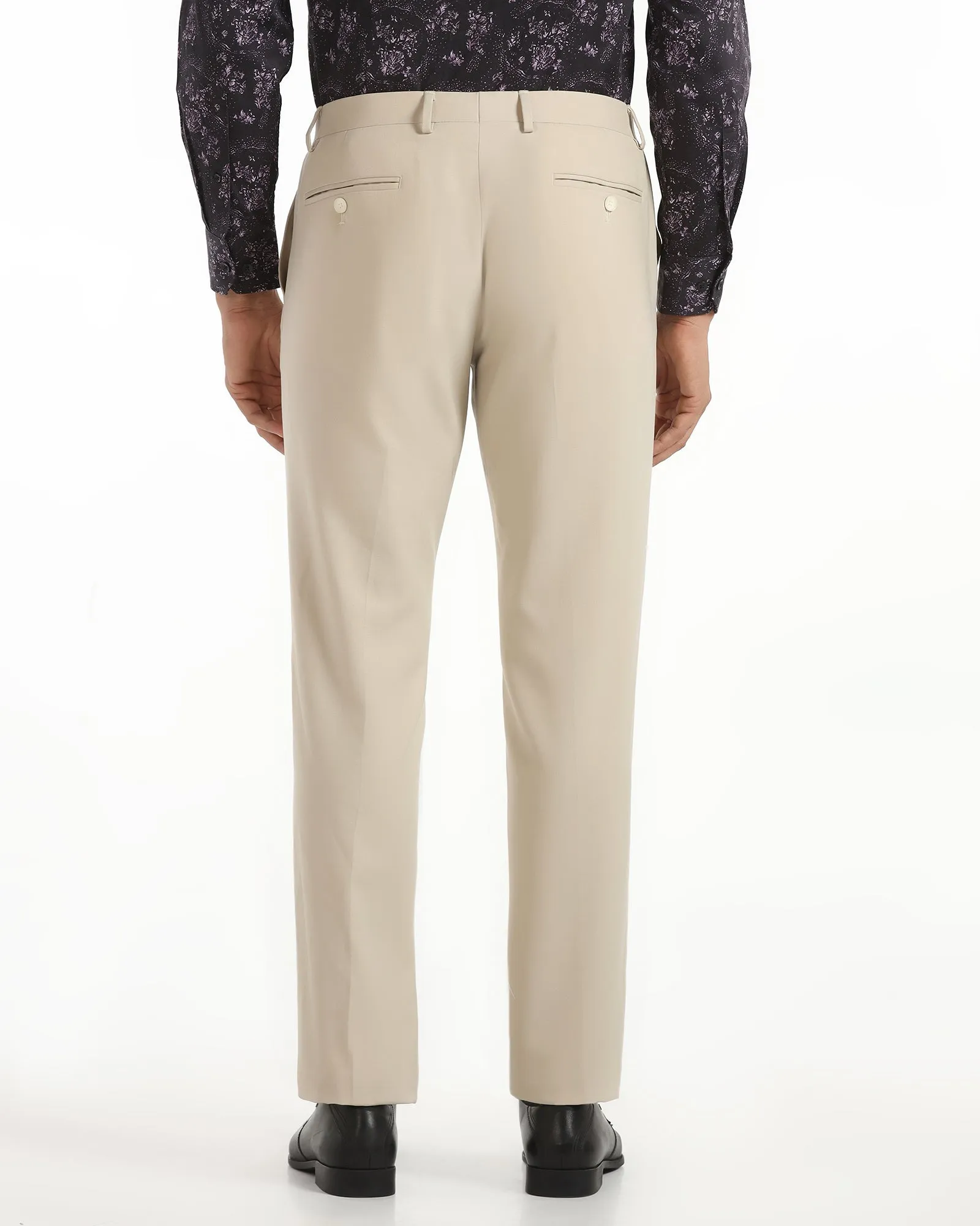 Slim Comfort B-95 Formal Beige Solid Trouser - Musk Adventure Ready