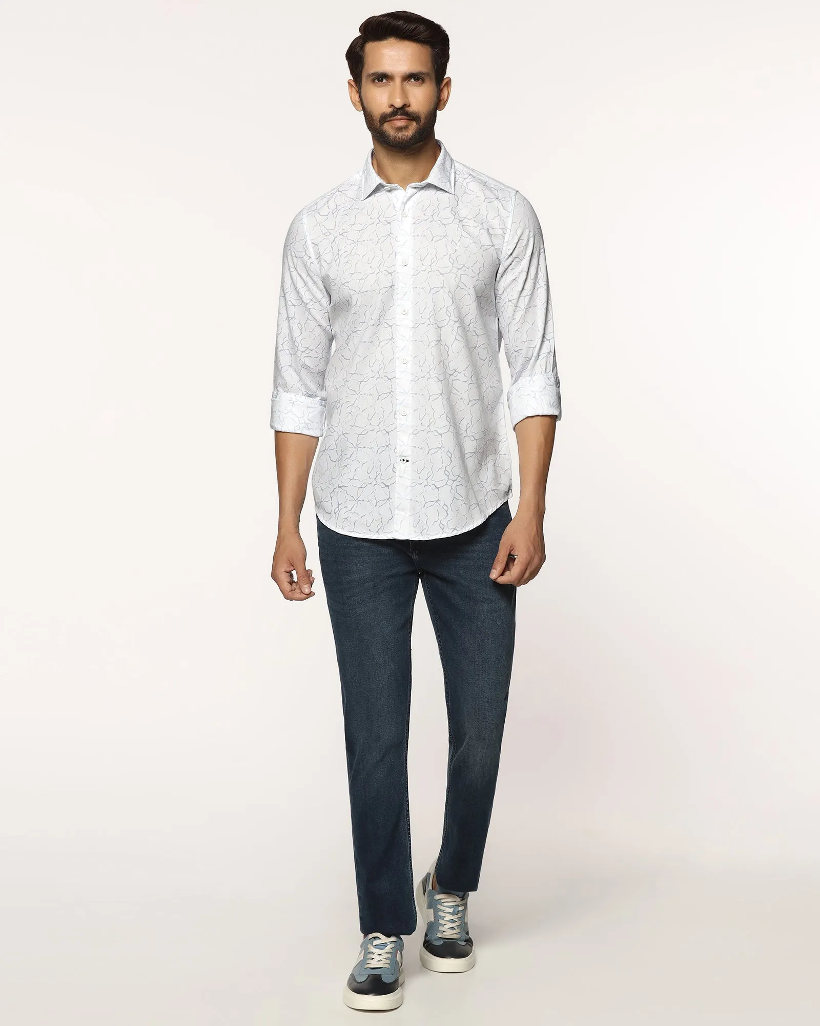 No Slip Shoulder Grips Casual White Printed Shirt - Mercer