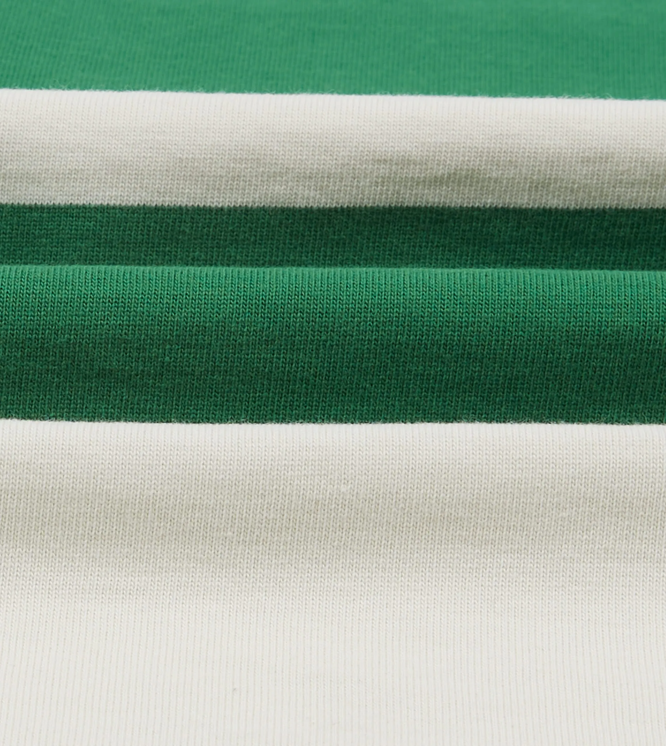 Green and White Stripe Cotton Mandarin Collar Rugby Shirt Fashion-Forward Modern Fit