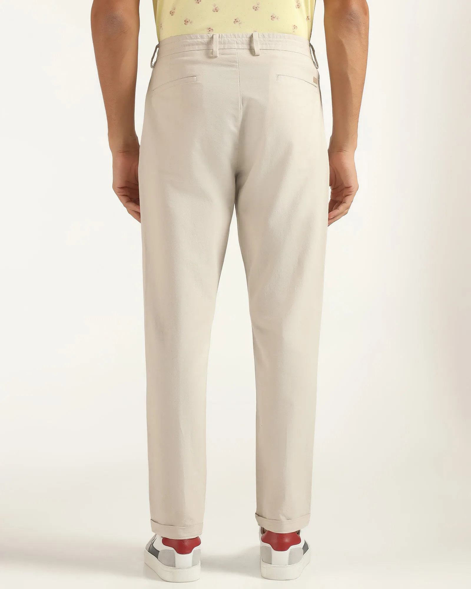 Linen Sneaker Fit Casual Beige Solid Khakis - Kinston Chilly Weather Comfort