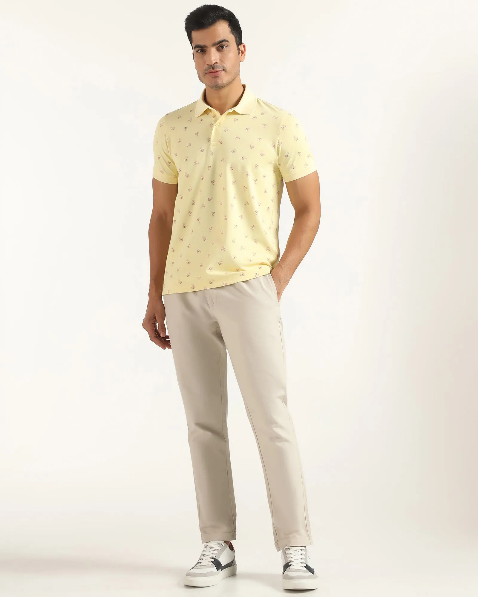 Linen Sneaker Fit Casual Beige Solid Khakis - Kinston Curved Waistline