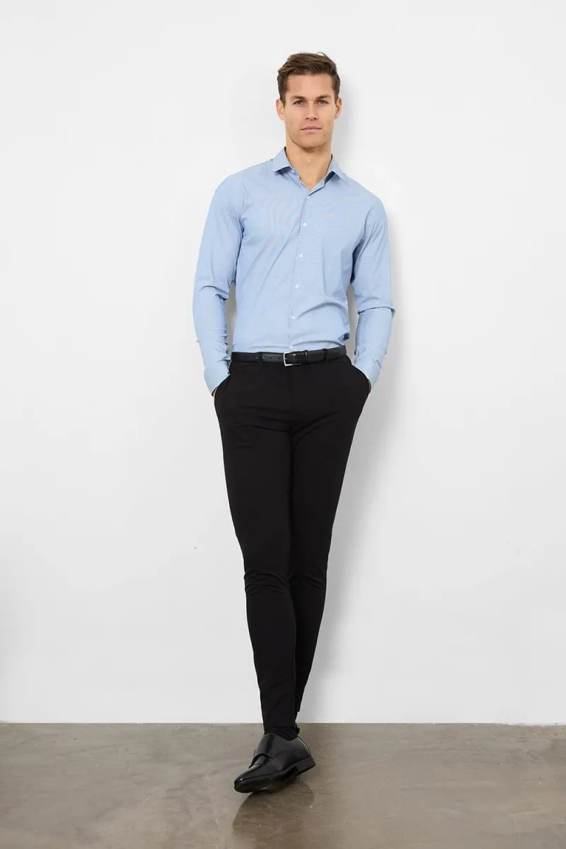 Daytime Look Conference Appropriate Performance Business Shirt in Navy/White Micro Stripe