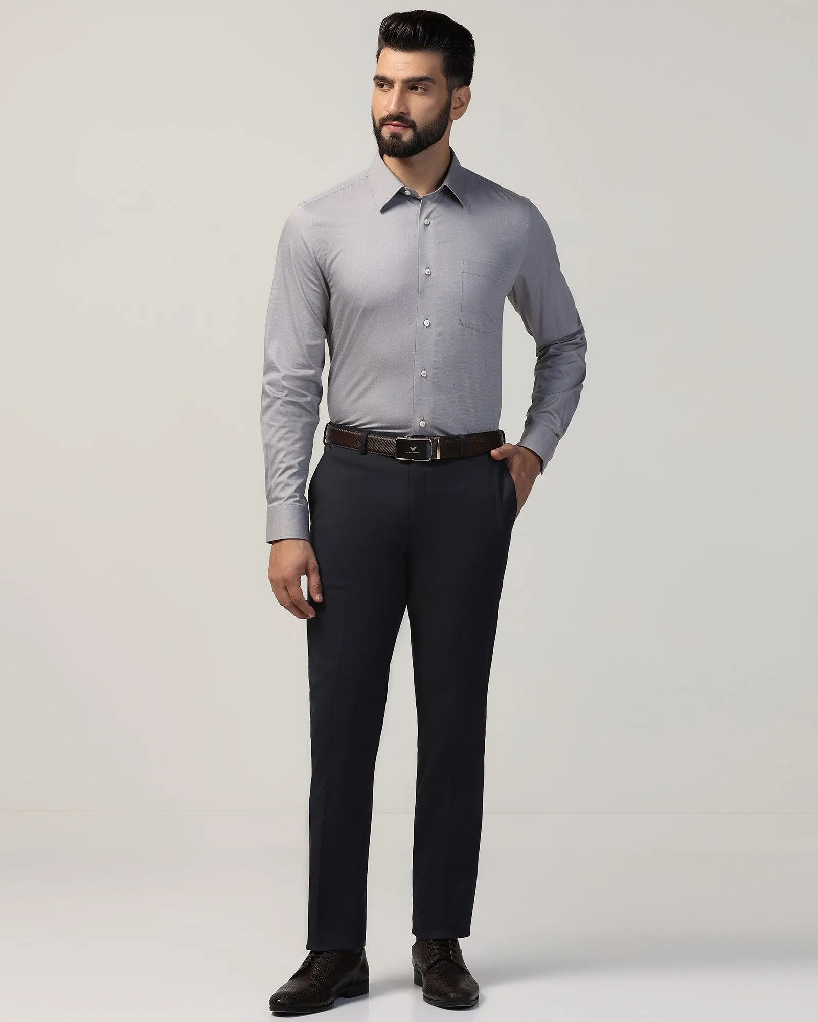 Perfectly Fit Flex Wear Design Slim Comfort B-95 Formal Navy Solid Trouser - Eldorado