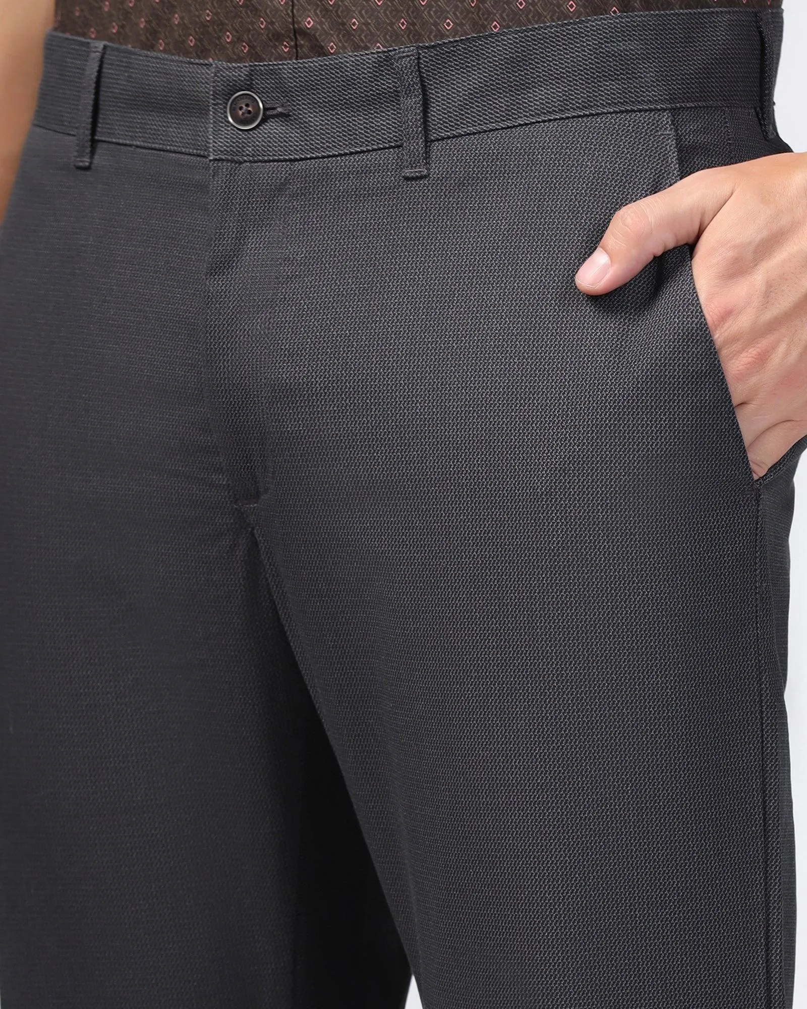 Slim Fit B-91 Casual Grey Printed Khakis - Bai Mesh Lined All Day Fit