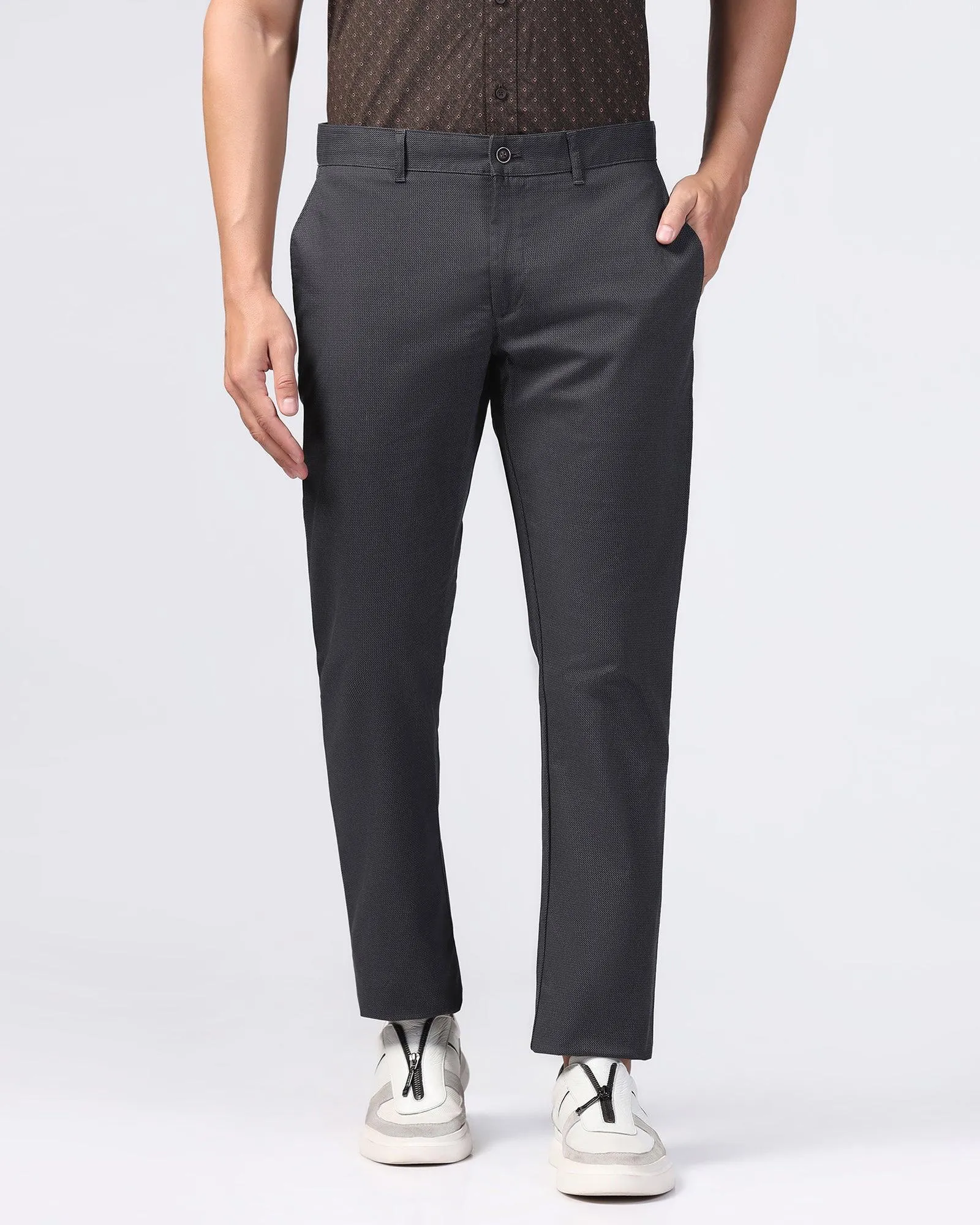 Slim Fit B-91 Casual Grey Printed Khakis - Bai Roomy Fit