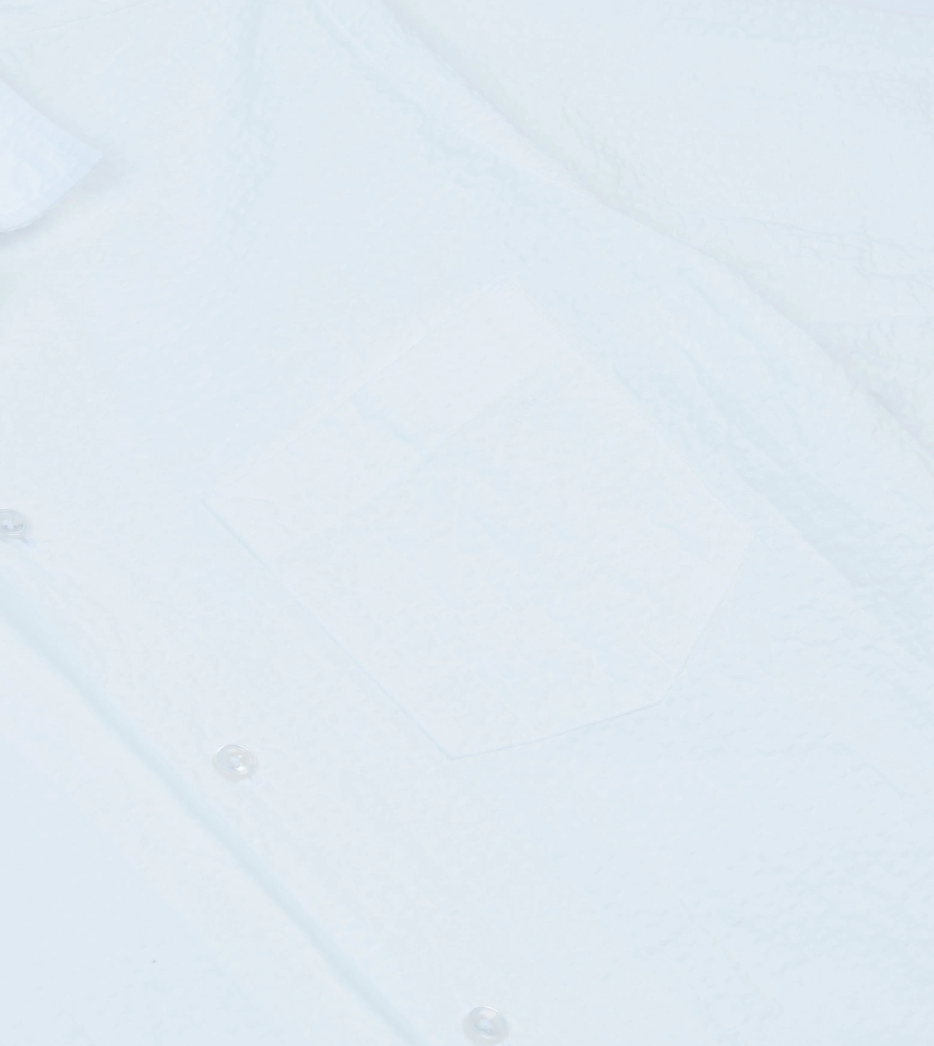 Perfect Fit Layered Design White Cotton-Linen Seersucker Camp Collar Short Sleeve Shirt