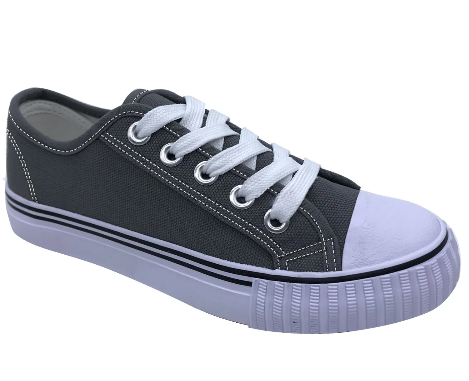 Comfortable Foot Grey Lace Up Classic Canvas Men's Shoes SP643