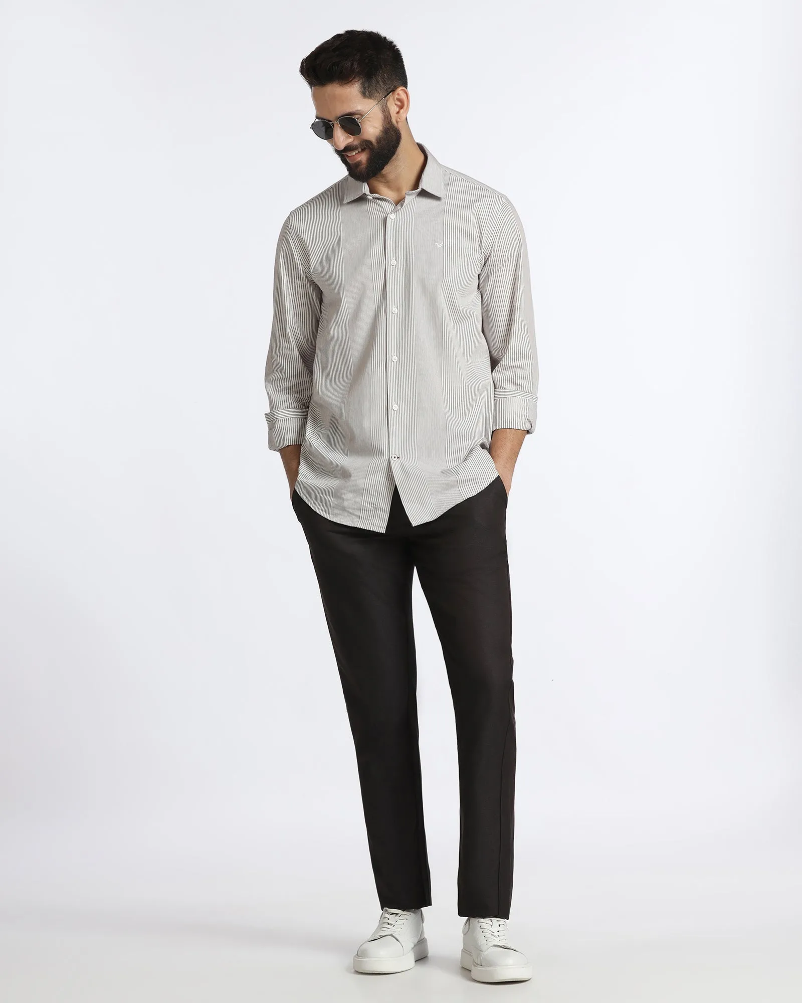 Adjustable Closure Brown Non Iron Textured Khakis - Ohio