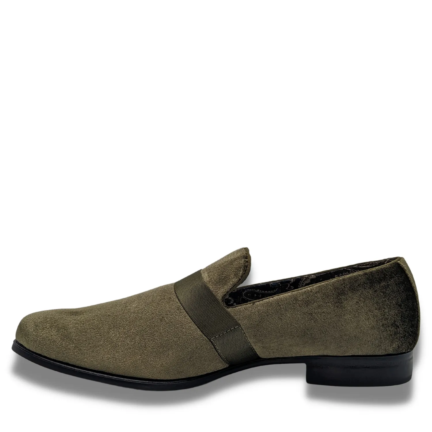 Flexible Support Trendy Slip-on Footwear Men's Solid Velvet Olive Fashion Shoes S91