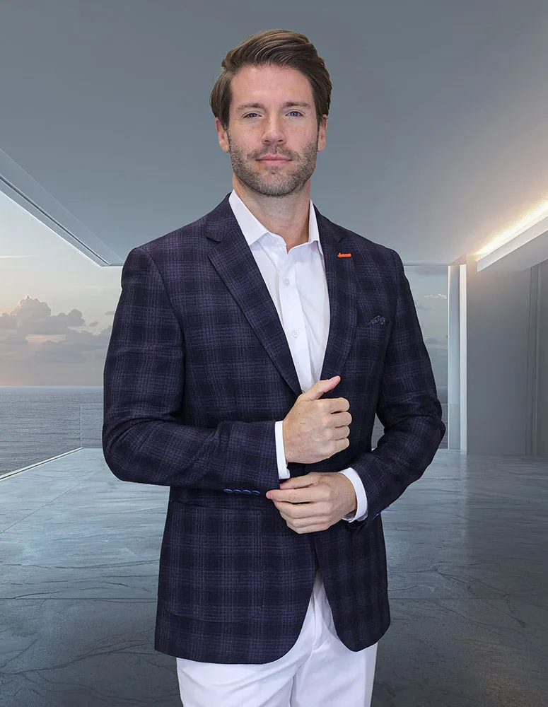 Two Tone Design ELLSWORTH BLACK PLAID MODERN FIT BLAZER