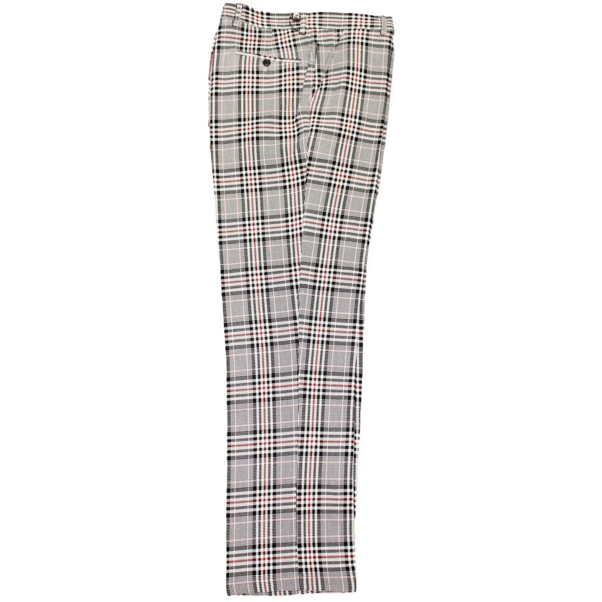 Plaid White Red Black Pants Casual Layer Flattering Waist