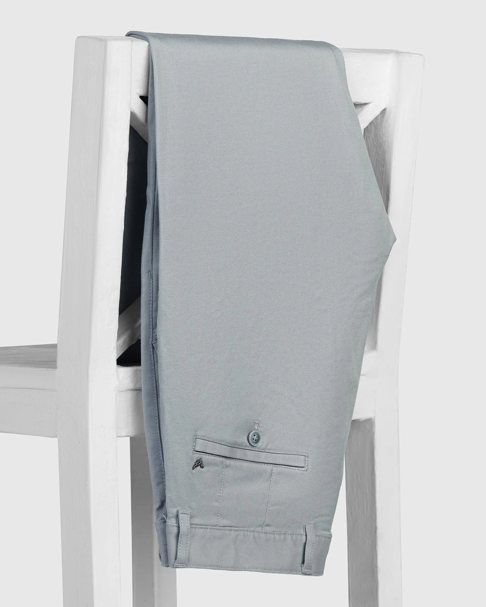 Slim Fit B-91 Casual Powder Blue Textured Khakis - Duncan SmoothZipClosure Anti Slip Waistband