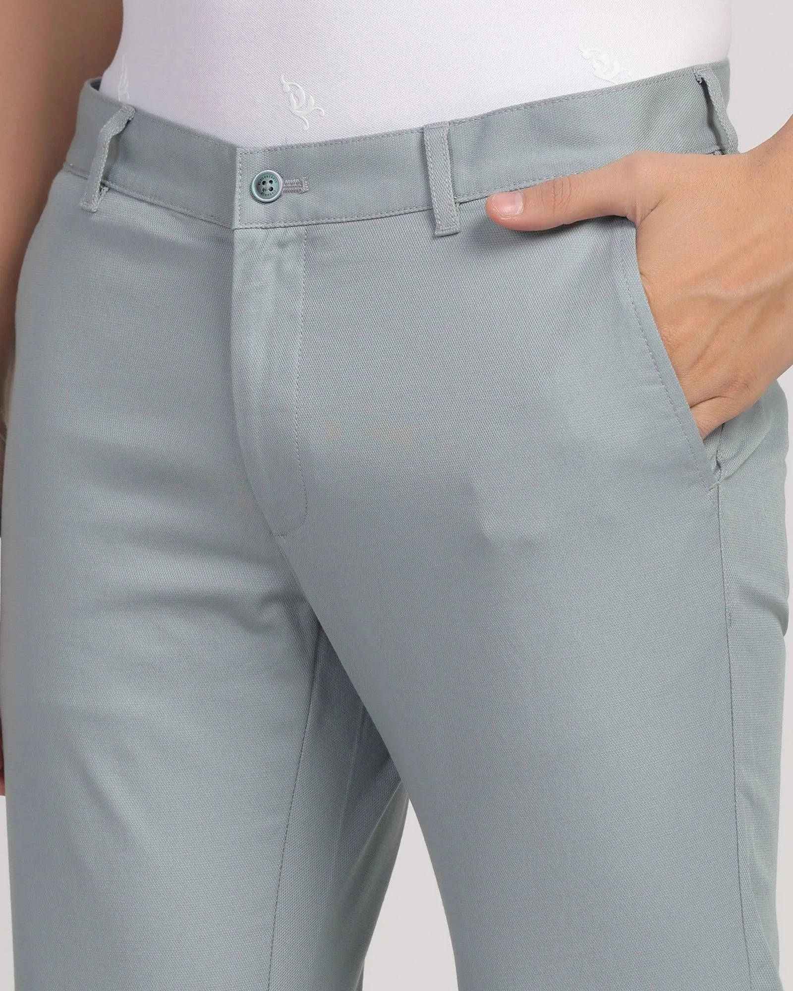 Slim Fit B-91 Casual Powder Blue Textured Khakis - Duncan Seamless Technology