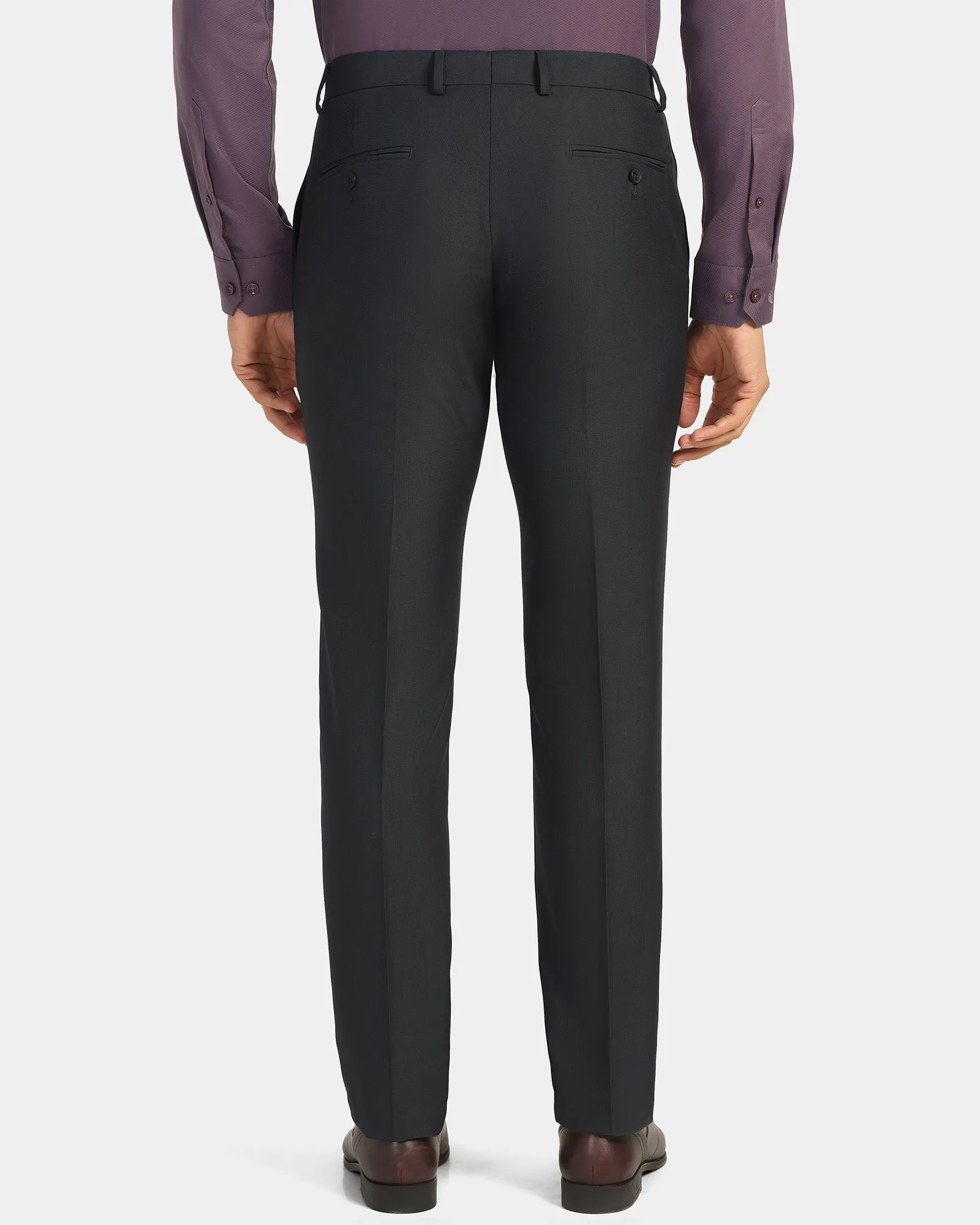 Slim Fit B-91 Formal Dark Grey Textured Trouser - Fendi Sleek Look