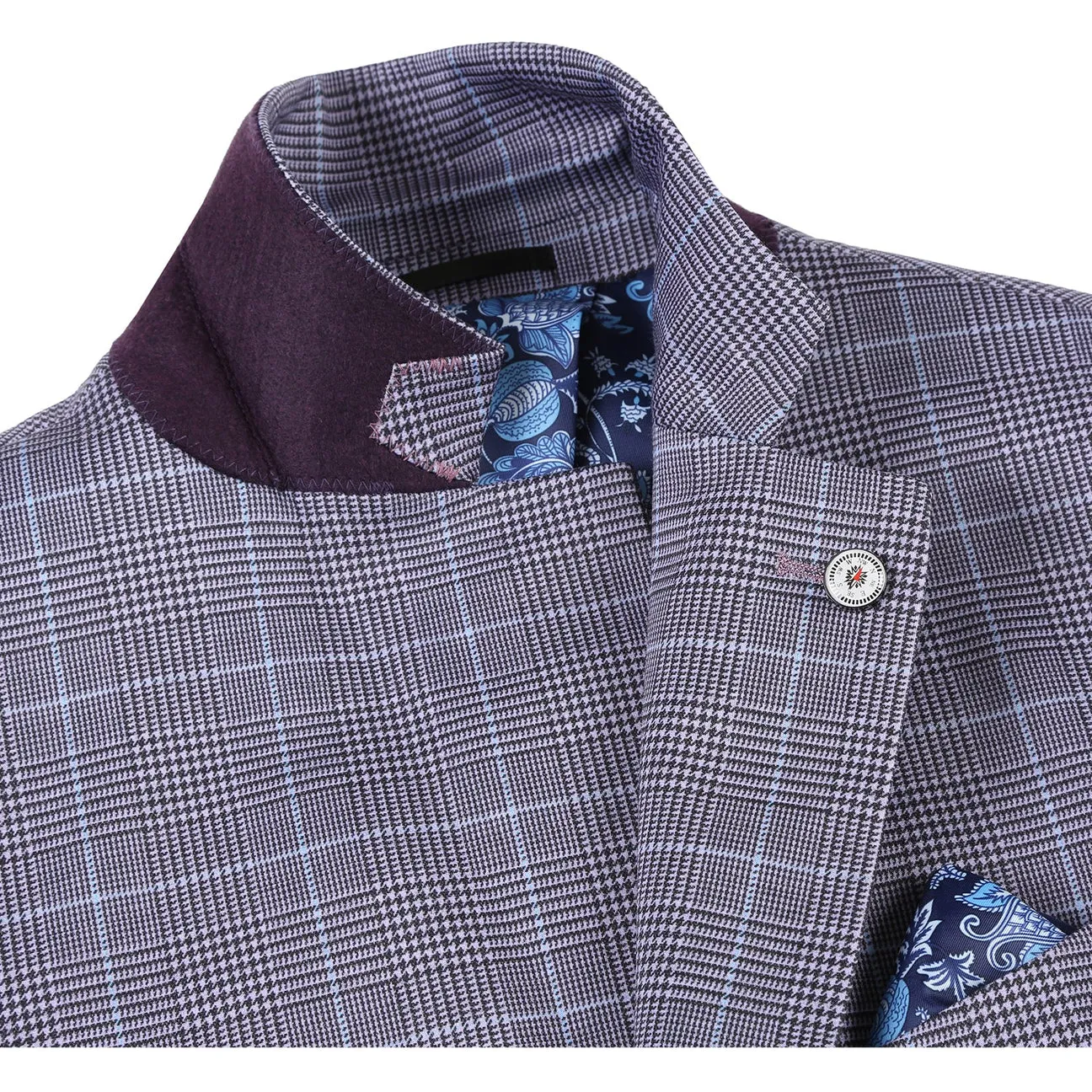 Pellagio Blue Gray Men's Half Canvas Blazer PS23-4 Practical Cold Piece Snap Closures