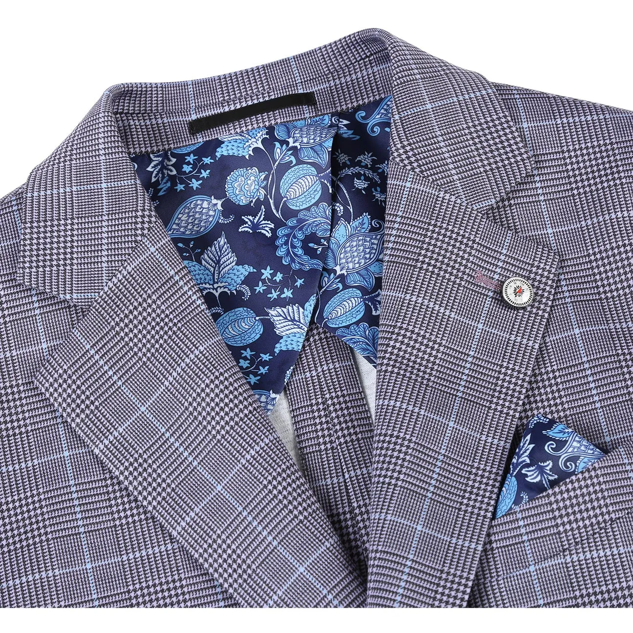 Stretchable Waistband Pellagio Blue Gray Men's Half Canvas Blazer PS23-4