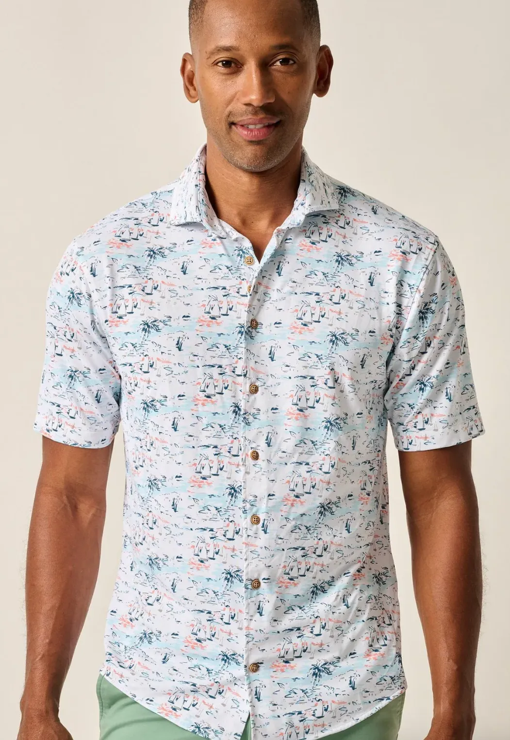 gender-neutral Eco Dye Technique Making Waves Button-Up Shirt