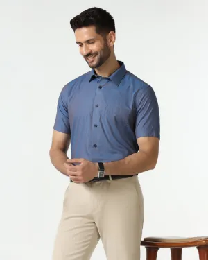 Cobalt Half Sleeve Textured Shirt - Zander Mature appeal