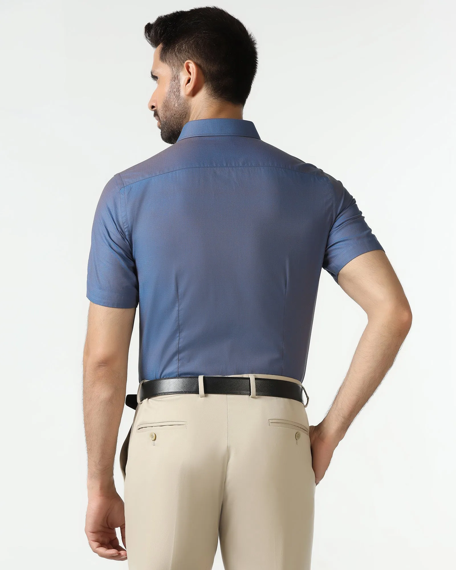 Summer Camp Lightweight Layer Cobalt Half Sleeve Textured Shirt - Zander