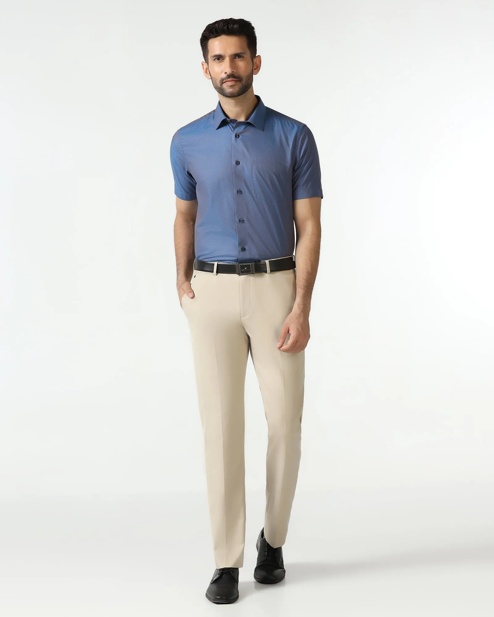 Cobalt Half Sleeve Textured Shirt - Zander Winter Fashion Loose style