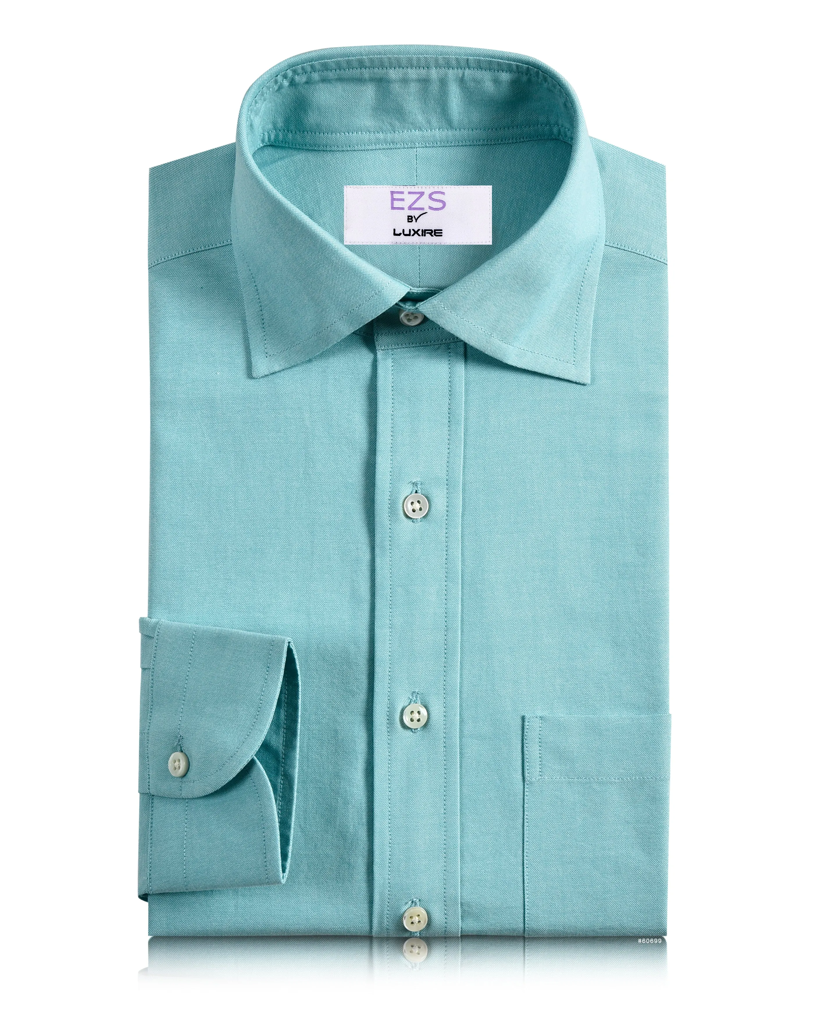 Patterned Texture Solid Color EZS Mint Green Pinpoint Oxford Shirt