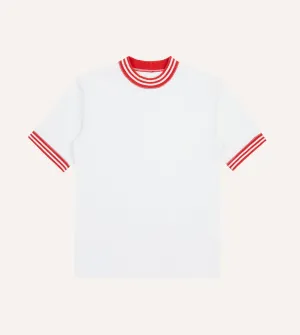 White and Red Tipped Ringer T-Shirt Workout Travel Light