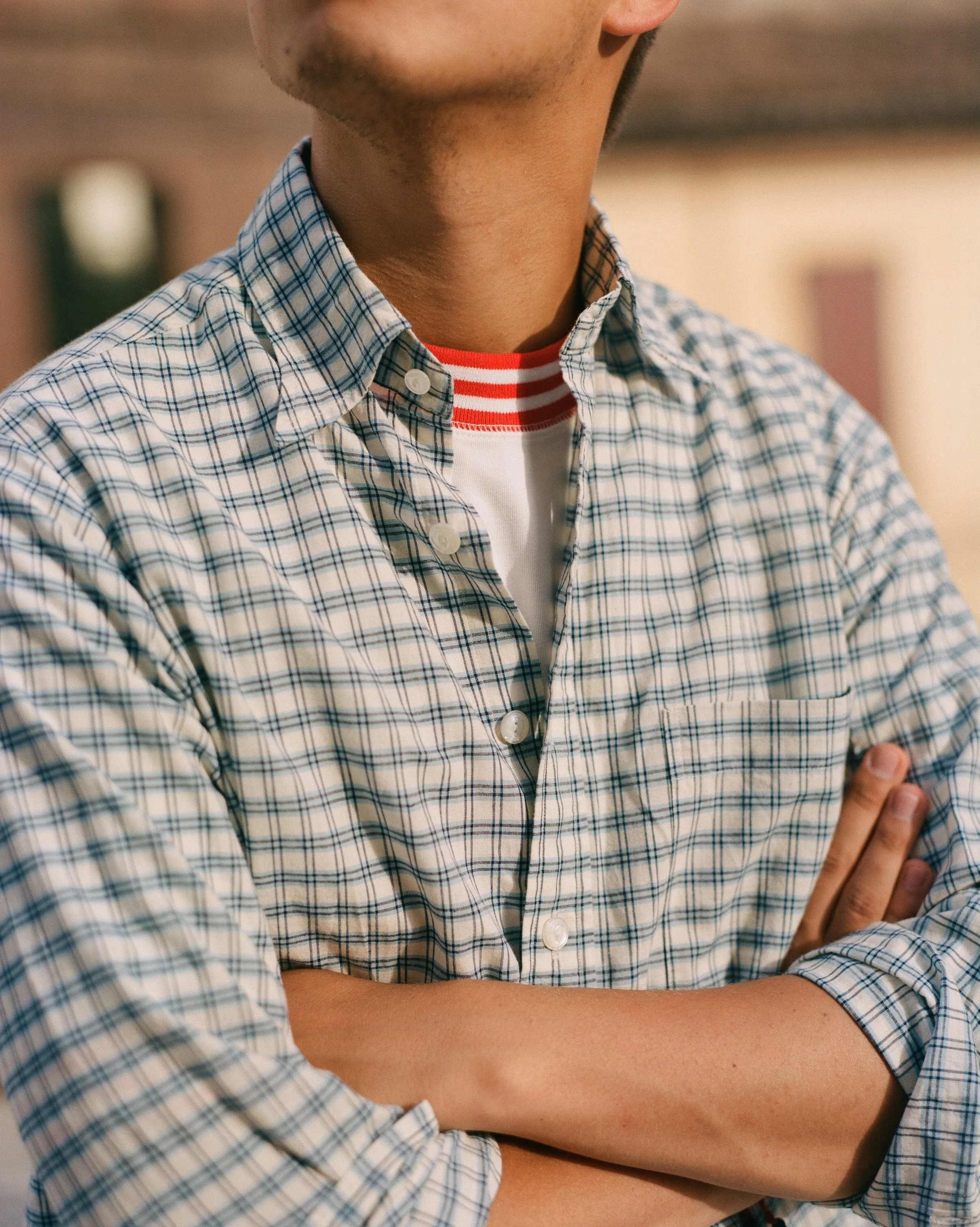 White and Red Tipped Ringer T-Shirt fade resistant color