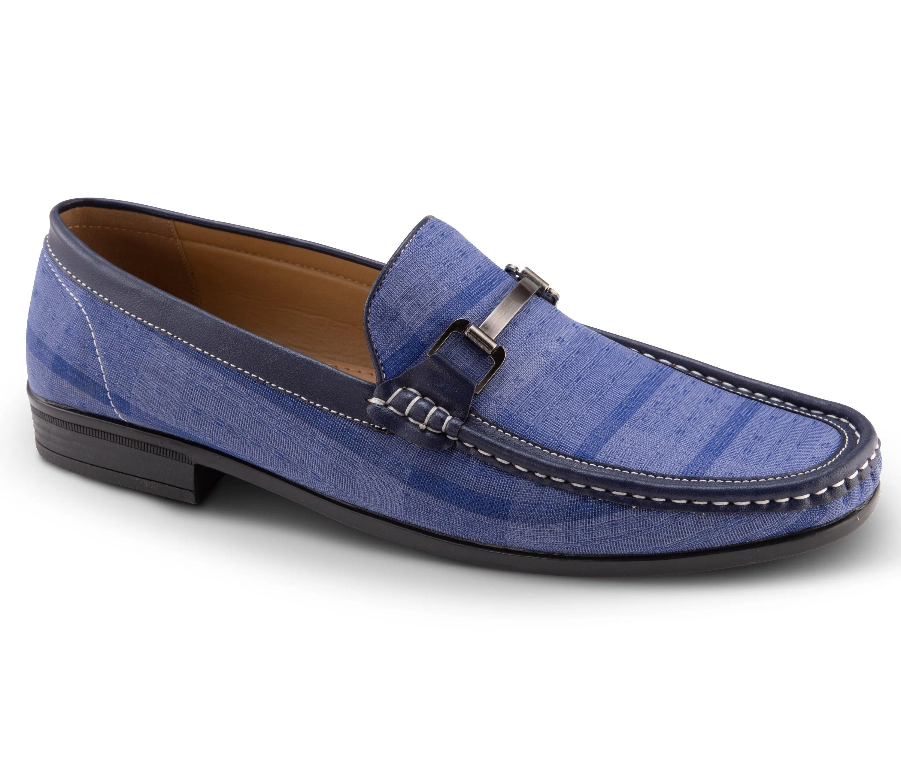 Ground Neat Men's Fashion Loafers Slip-On Shoes in Check Royal Pattern- S2065