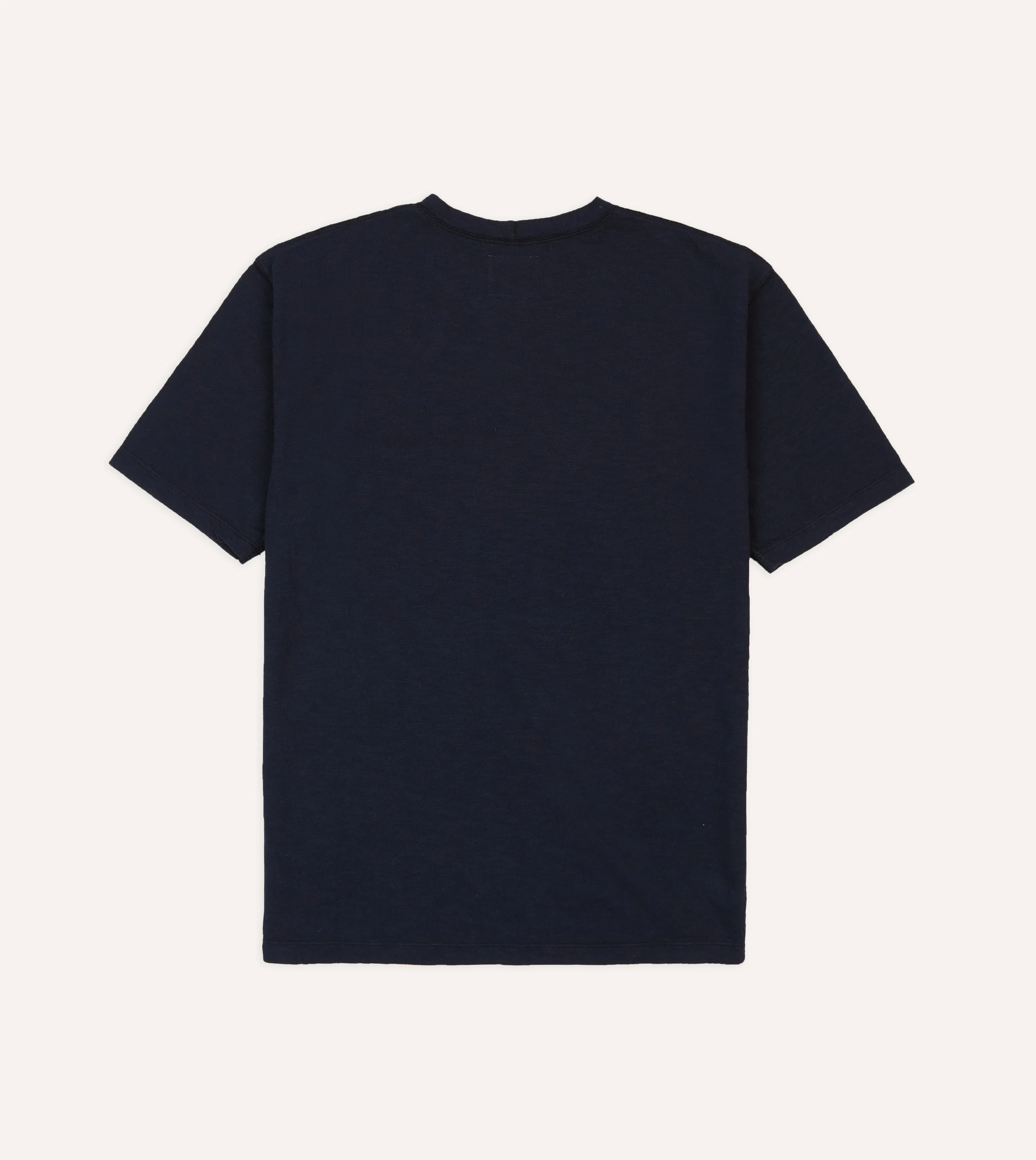 Navy Flam?? Cotton Crew Neck Hiking T-Shirt Subtle Logo Placement graduation