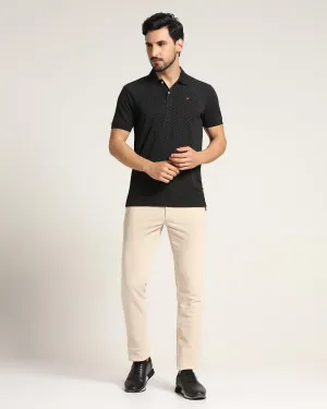 Minimal Design Casual Performance Wear Slim Comfort B-95 Casual Beige Textured Khakis - Moon