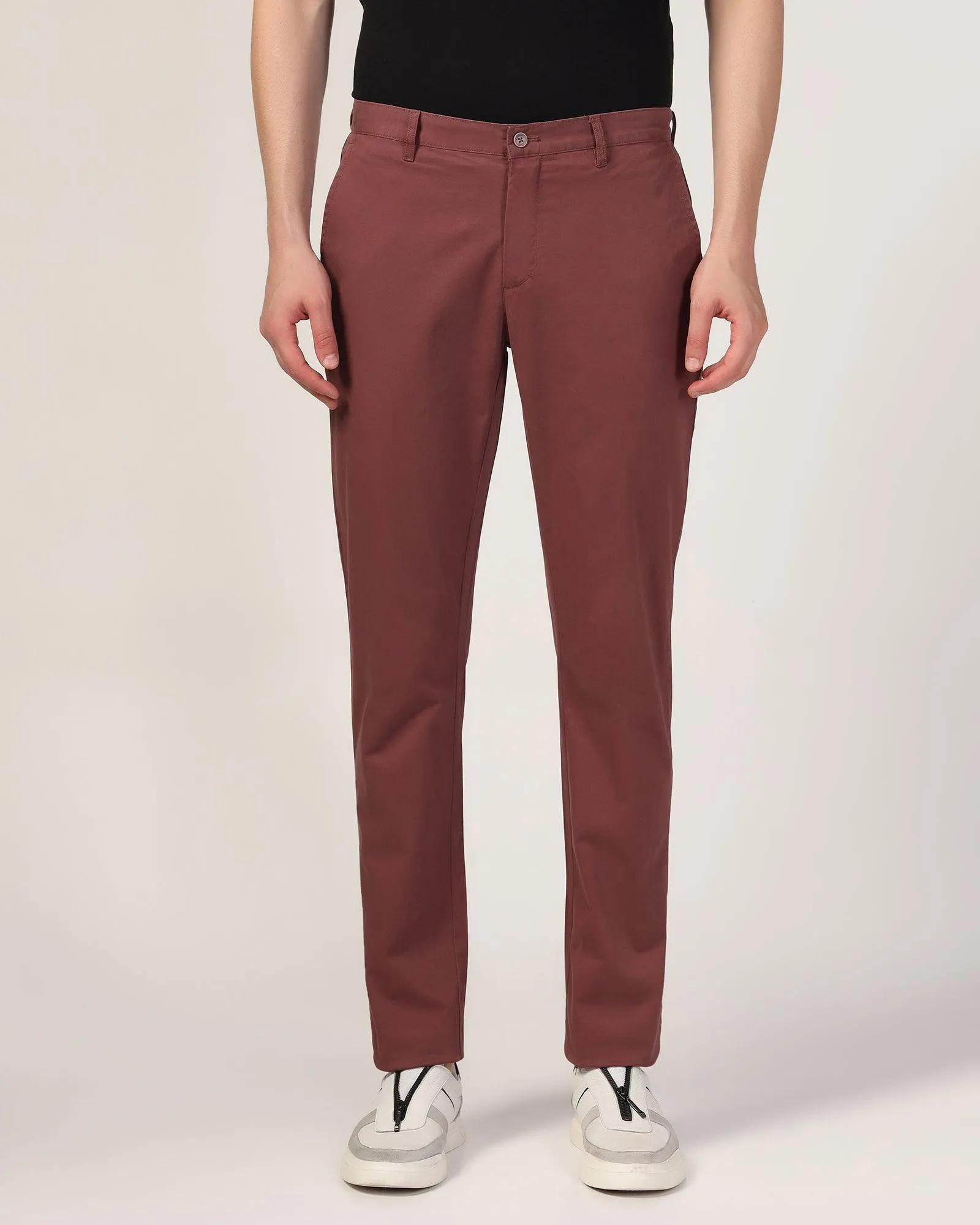 Slim Comfort B-95 Casual Rust Solid Khakis - Lab Cotton comfort Back pockets