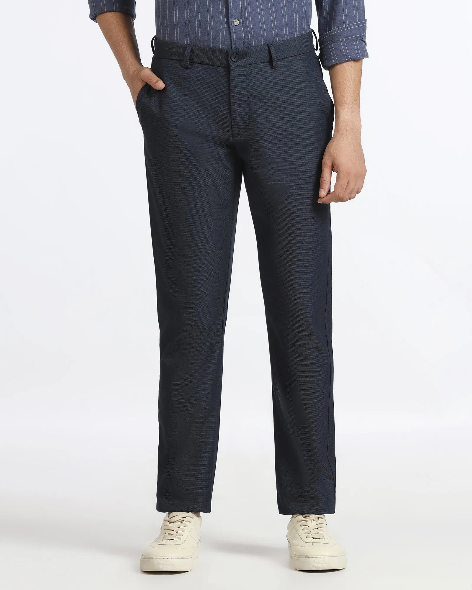 Sleek Design Casual Layer Blue Non Iron Textured Khakis - Ohio